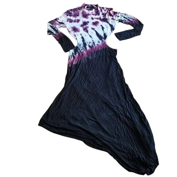 Elegant Tie-Dye Maxi Dress - Purple and Black - Picture 2 of 7